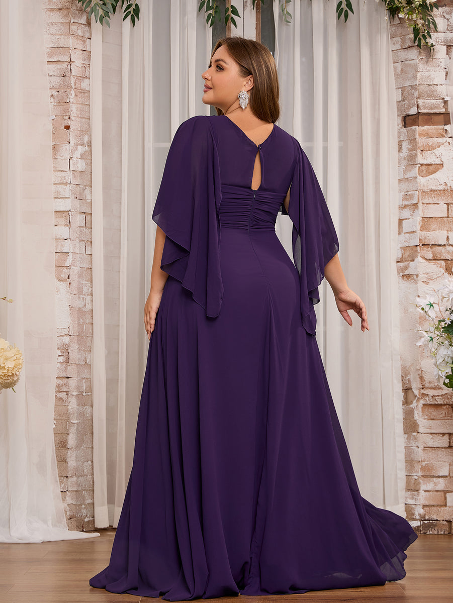 purple bridesmaid dresses plus size Women Elegant V-neck Ruffle Mother of Bri – DolphinBanana mesh dresses Size:Tall XL Discover our Violet chiffon Strapless Foil Chiffon Trapeze