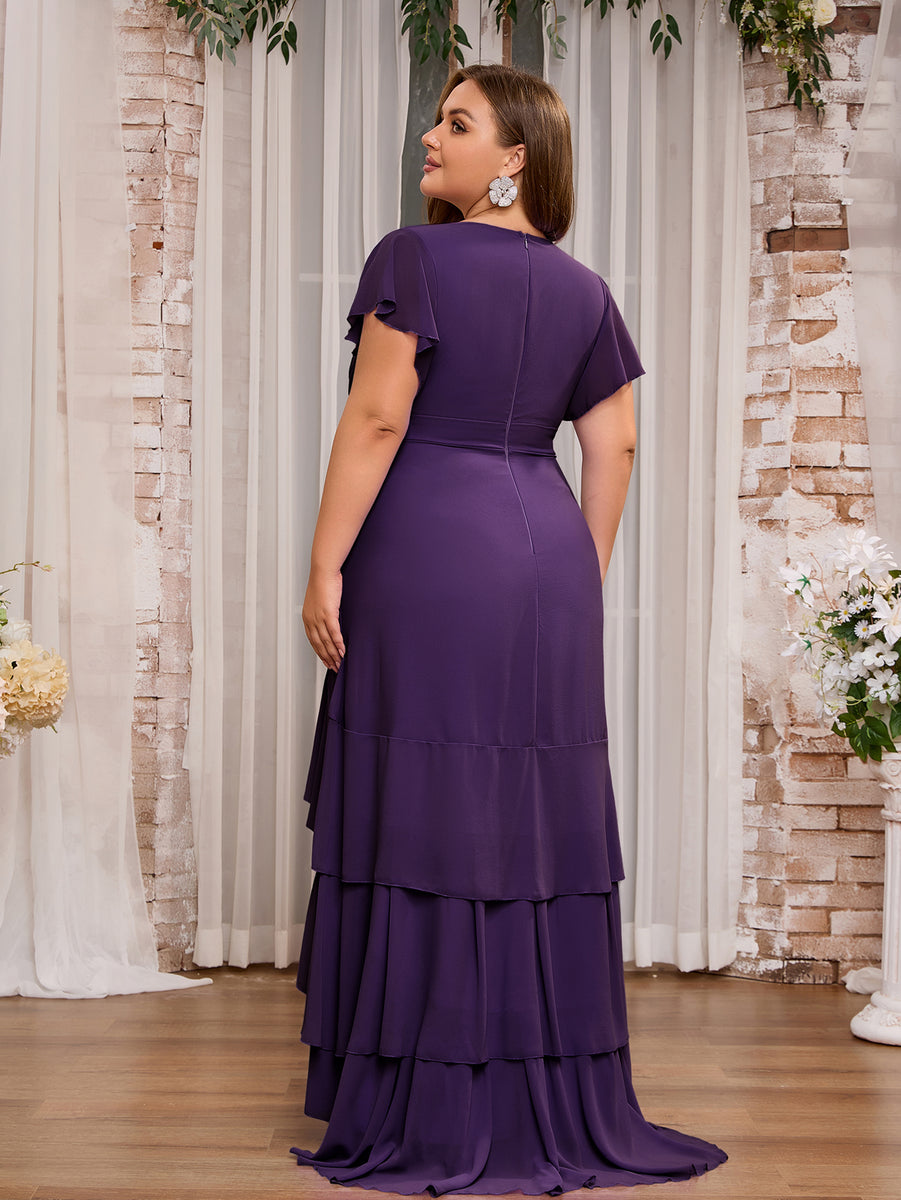 Women Plus Size Elegant V-neck Ruffle Bridesmaid Dresses Mother of Bri DolphinBanana Women Plus Size Elegant V-neck Ruffle Bridesmaid Dresses Mother of Bri DolphinBanana