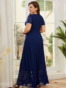 Women Plus Size Floral Lace V-neck Short Sleeve Long Maxi Dresses DolphinBanana Women Plus Size Floral Lace V-neck Short Sleeve Long Maxi Dresses DolphinBanana