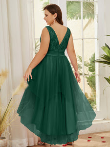lace and mesh v neck bridesmaid dress GLS by Gloria Bridal GL3661 - Long Mesh A-line Dress