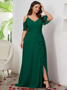 Women Plus Size Cold Shlouder Chiffon Bridesmaid Dresses  DolphinBanana