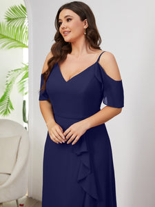 Women Plus Size Cold Shlouder Chiffon Bridesmaid Dresses  DolphinBanana