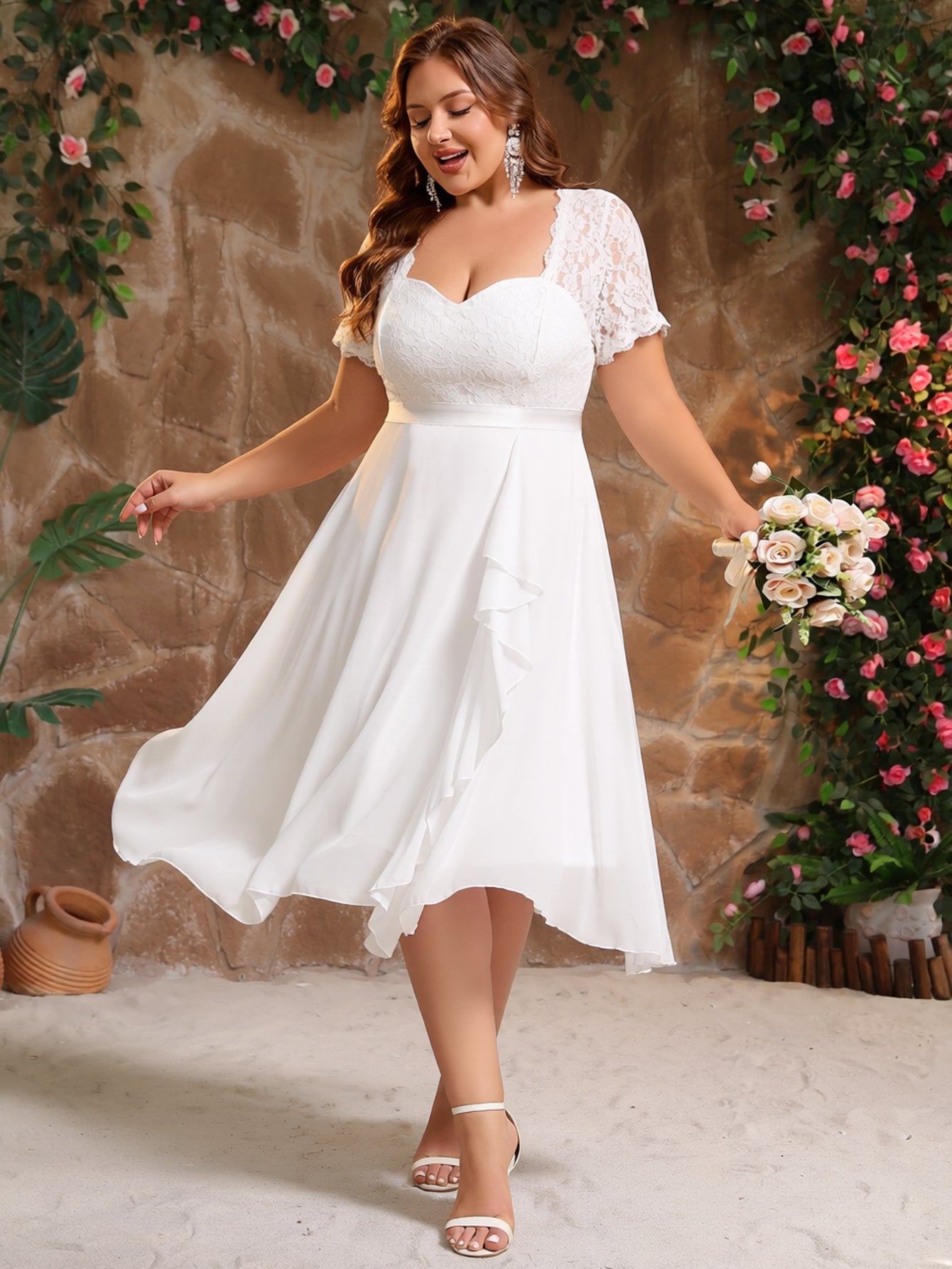 Women Plus Sweetheart Neck Wedding Dress Bridal Shower Bachelorette Pa – DolphinBanana