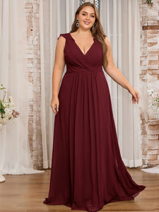 Women Plus Size Ruffle V-neck Chiffon Bridesmaid Dresses – DolphinBanana