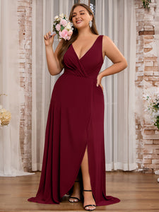 Women Plus Size Elegant V-neck Split Aline Ham Chiffon Bridesmaid Dres DolphinBanana Women Plus Size Elegant V-neck Split Aline Ham Chiffon Bridesmaid Dres DolphinBanana