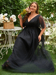 Women Plus Size V-neck Elegant Wedding Party Dresses for Bridal Shower –  DolphinBanana