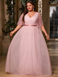 Women Plus Size V-neck Elegant Wedding Party Dresses for Bridal Shower DolphinBanana Women Plus Size V-neck Elegant Wedding Party Dresses for Bridal Shower DolphinBanana