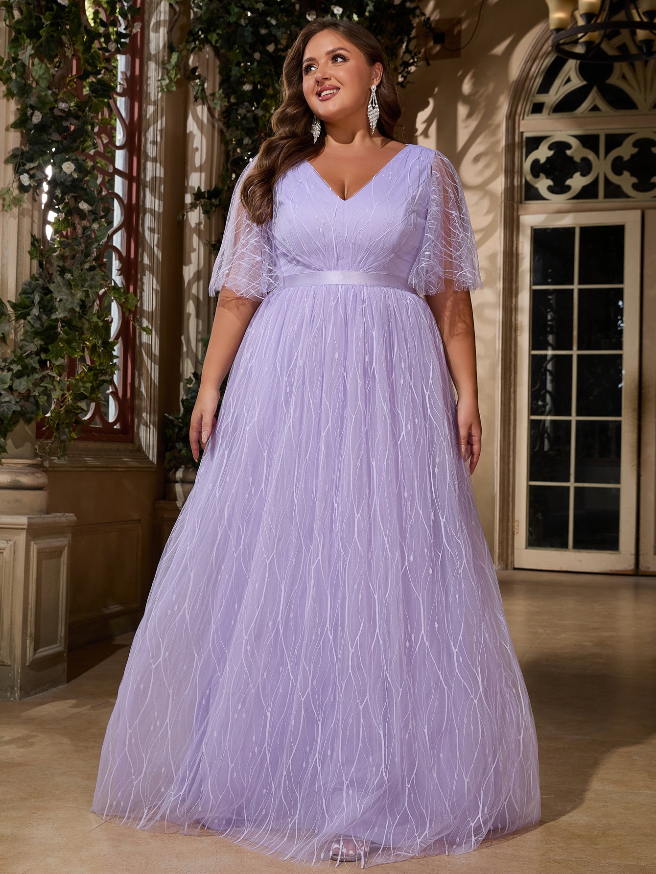 Women Plus Size V-neck Elegant Wedding Party Dresses for Bridal Shower – DolphinBanana