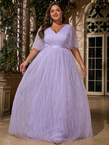 Women Plus Size V-neck Elegant Wedding Party Dresses for Bridal Shower –  DolphinBanana