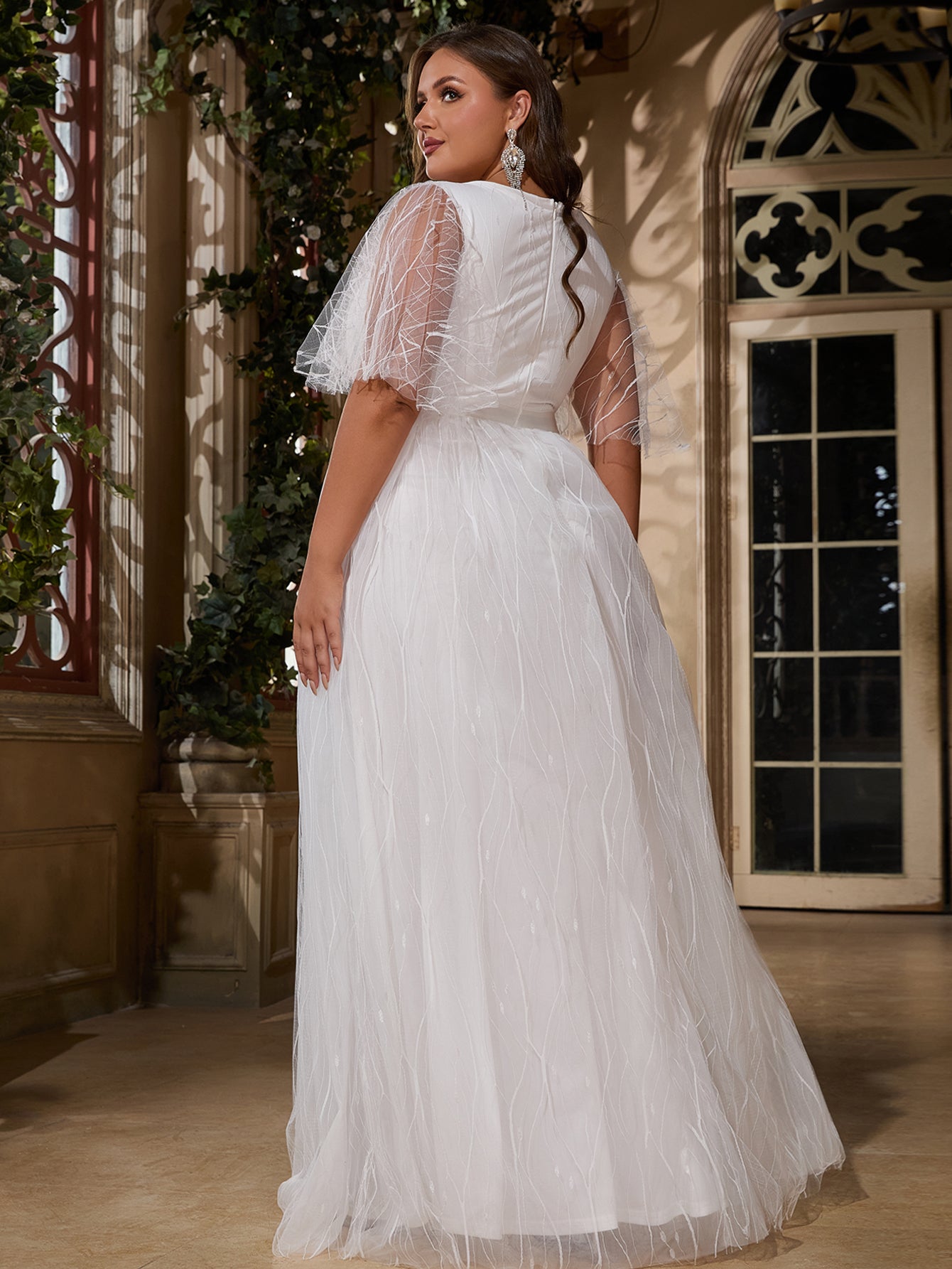 Women Plus Size V-neck Elegant Wedding Party Dresses for Bridal Shower – DolphinBanana