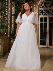 Women Plus Size V-neck Elegant Wedding Party Dresses for Bridal Shower –  DolphinBanana