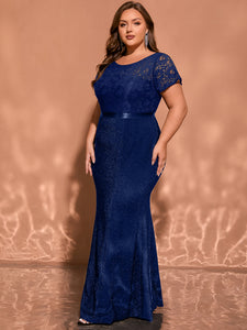 Women Plus Size Round Neck Mermaid Evening Dress for Wedding Guest Mot –  DolphinBanana