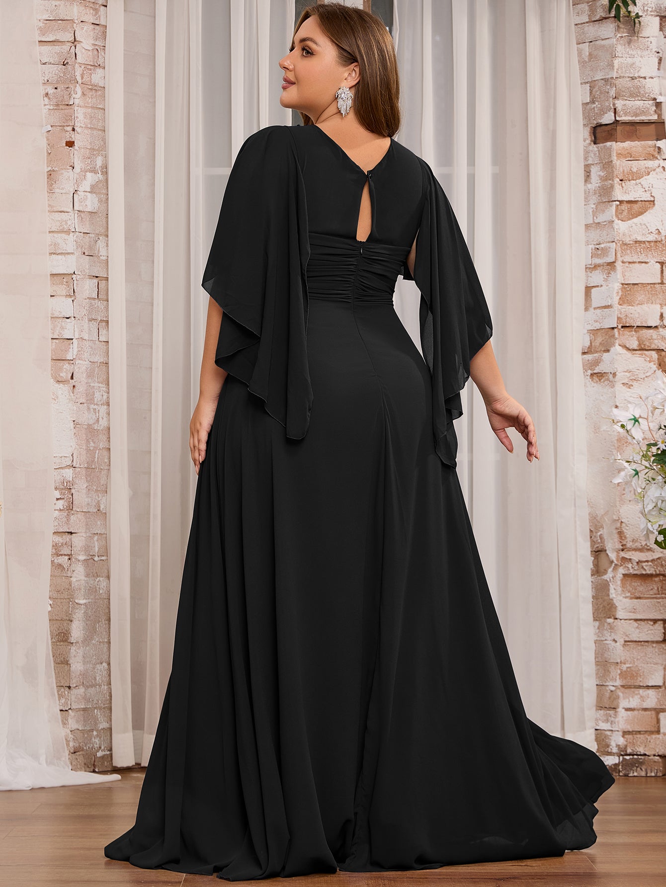 black ruffle bridesmaid dress Black Bridesmaid Dress Chiffon Size Large