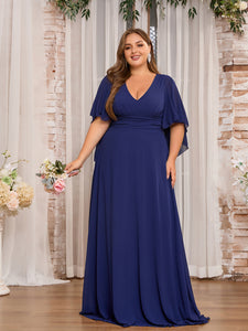 Women Plus Size Elegant V-neck Ruffle Bridesmaid Dresses Mother of Bri DolphinBanana Women Plus Size Elegant V-neck Ruffle Bridesmaid Dresses Mother of Bri DolphinBanana