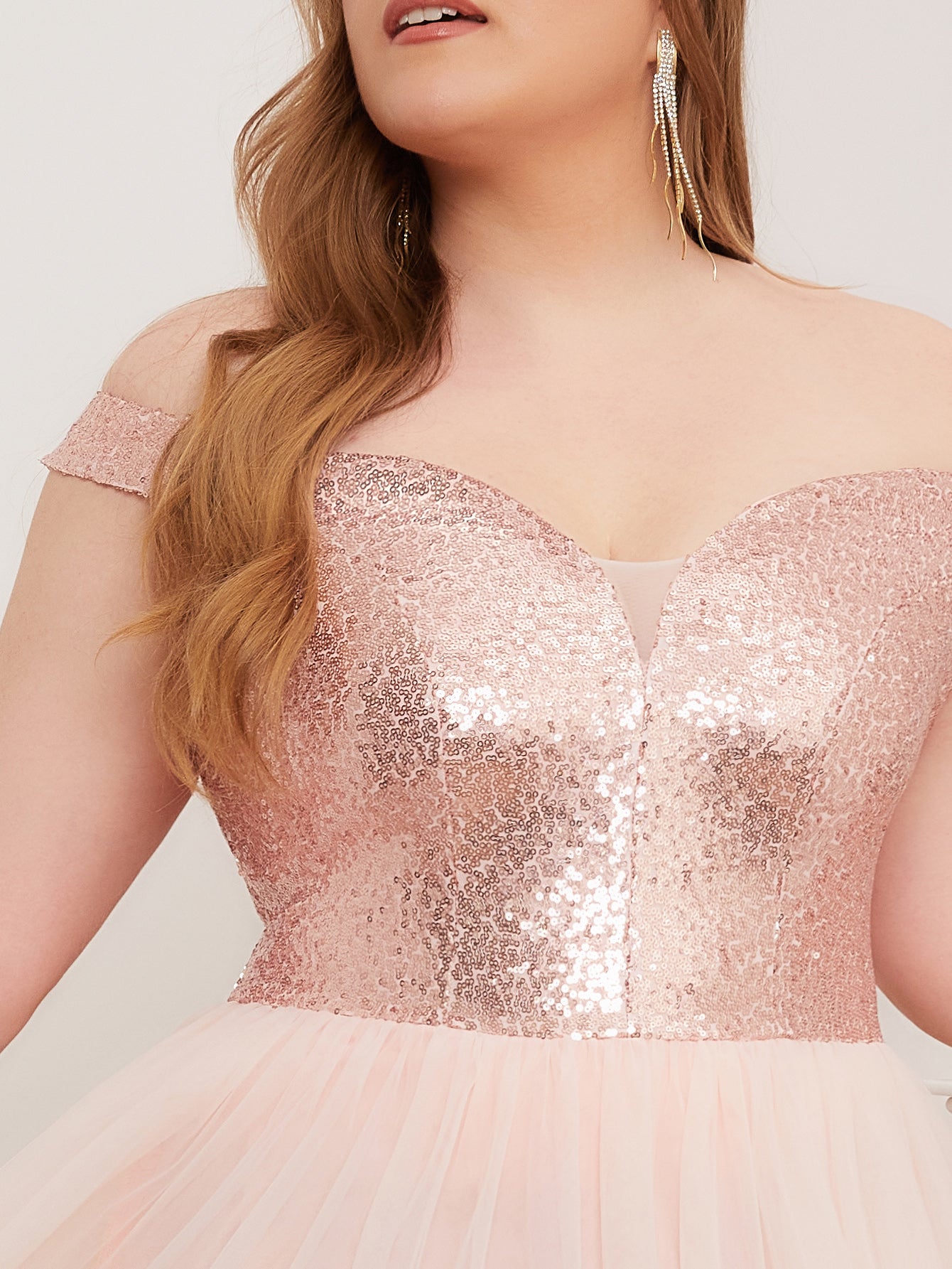 Women Plus Size Off the Shoulder Gold Sequins & Tulle Cocktail Party D DolphinBanana Women Plus Size Off the Shoulder Gold Sequins & Tulle Cocktail Party D DolphinBanana