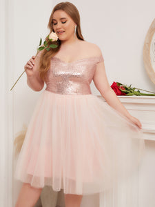 Women Plus Size Off the Shoulder Gold Sequins & Tulle Cocktail Party D –  DolphinBanana