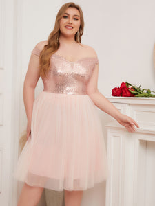Women Plus Size Off the Shoulder Gold Sequins & Tulle Cocktail Party D –  DolphinBanana