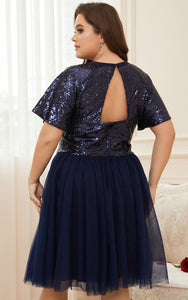 DolphinBanana Curve Women Plus Size Sequins Tulle Off the Shoulder Long Formal  Gowns Evening Dresses