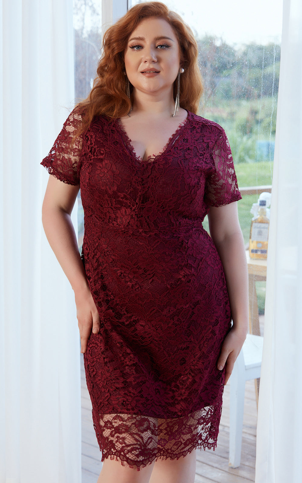 chinese dress ladies DolphinBanana Women Knit Cap Sleeve Knee Length Midi Wrap Maternity &  Nursing Dress